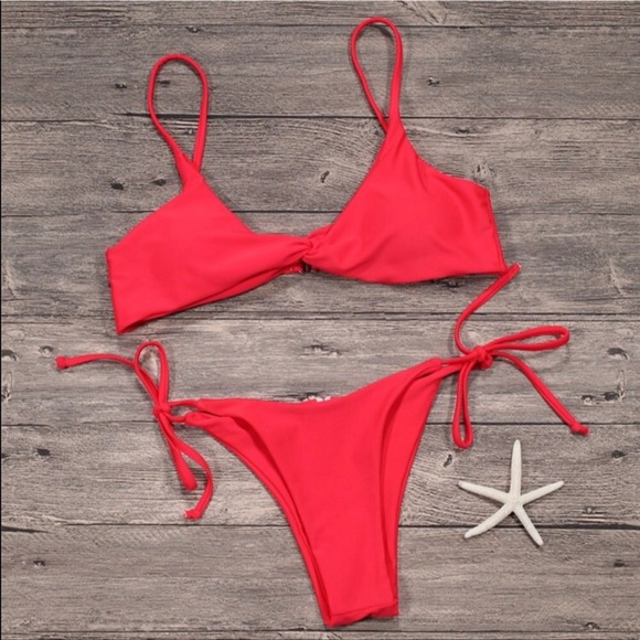‘Kate’ Red Twist String Bikini - Picture 5 of 8